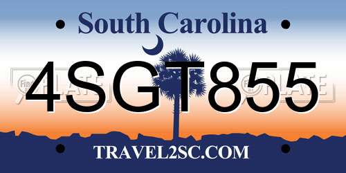 4SGT855 South Carolina License Plate