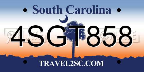 4SGT858 South Carolina License Plate