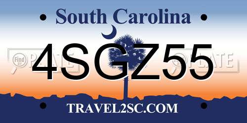 4SGZ55 South Carolina License Plate