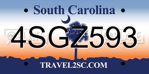 4SGZ593 South Carolina License Plate