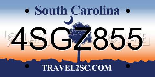 4SGZ855 South Carolina License Plate