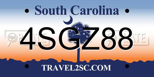 4SGZ88 South Carolina License Plate