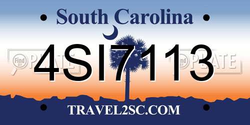 4SI7113 South Carolina License Plate