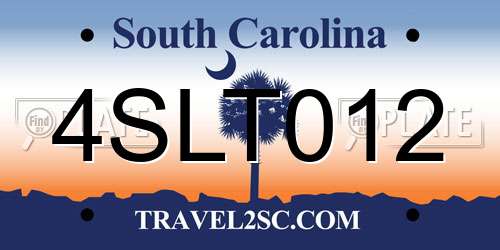 4SLT012 South Carolina License Plate