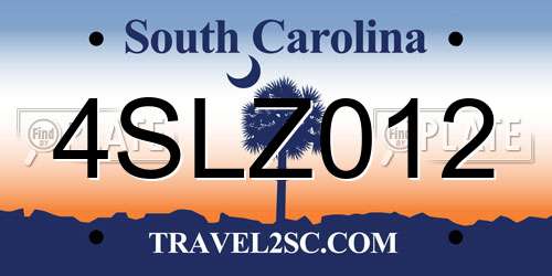 4SLZ012 South Carolina License Plate