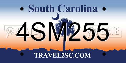 4SM255 South Carolina License Plate