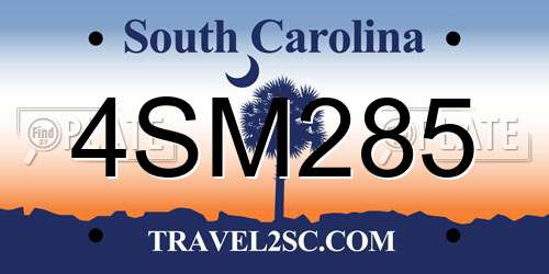 4SM285 South Carolina License Plate