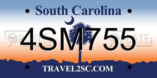 4SM755 South Carolina License Plate