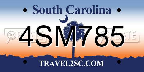 4SM785 South Carolina License Plate