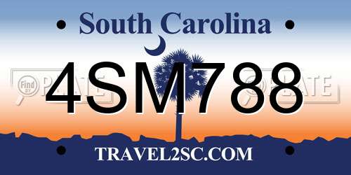 4SM788 South Carolina License Plate