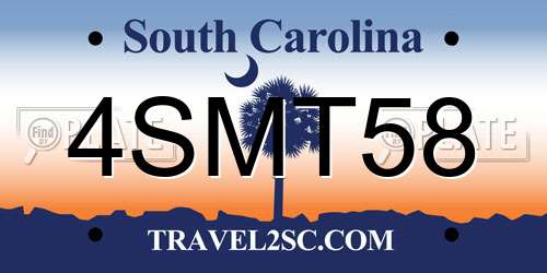 4SMT58 South Carolina License Plate