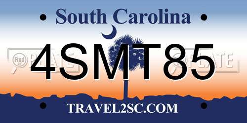 4SMT85 South Carolina License Plate