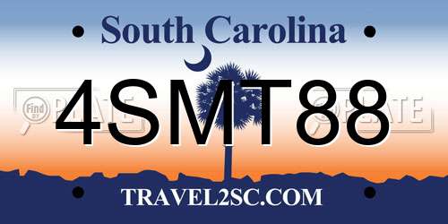4SMT88 South Carolina License Plate