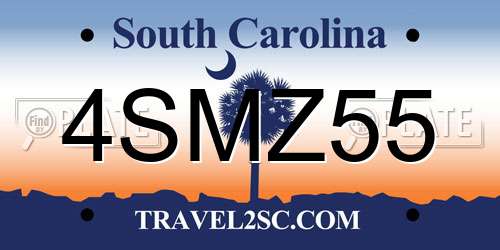 4SMZ55 South Carolina License Plate