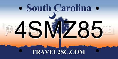 4SMZ85 South Carolina License Plate