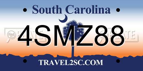 4SMZ88 South Carolina License Plate