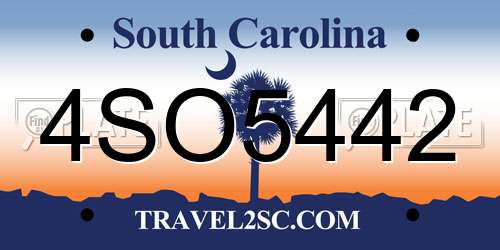 4SO5442 South Carolina License Plate