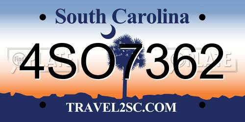 4SO7362 South Carolina License Plate