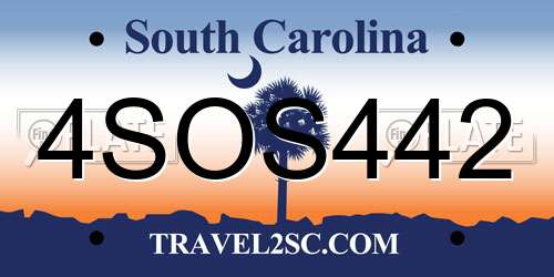 4SOS442 South Carolina License Plate