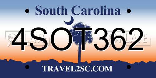 4SOT362 South Carolina License Plate
