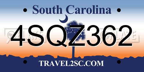 4SQZ362 South Carolina License Plate