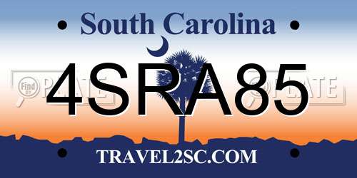 4SRA85 South Carolina License Plate