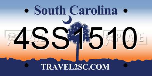 4SS1510 South Carolina License Plate