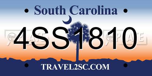4SS1810 South Carolina License Plate
