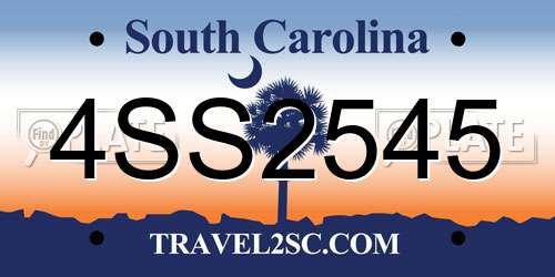 4SS2545 South Carolina License Plate