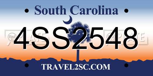 4SS2548 South Carolina License Plate