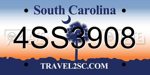 4SS3908 South Carolina License Plate