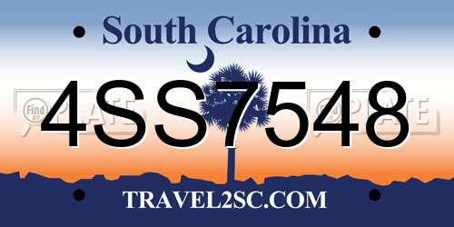 4SS7548 South Carolina License Plate