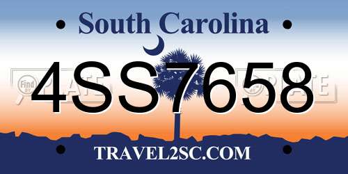 4SS7658 South Carolina License Plate
