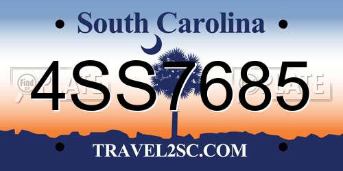 4SS7685 South Carolina License Plate