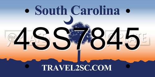 4SS7845 South Carolina License Plate