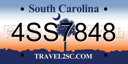 4SS7848 South Carolina License Plate