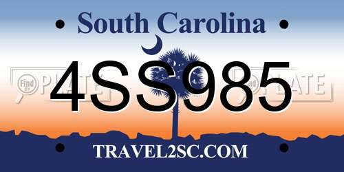 4SS985 South Carolina License Plate