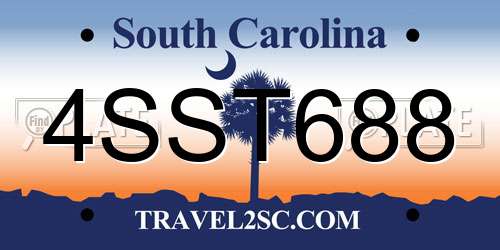 4SST688 South Carolina License Plate