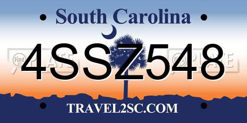4SSZ548 South Carolina License Plate