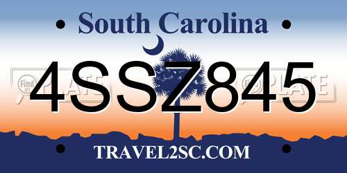 4SSZ845 South Carolina License Plate