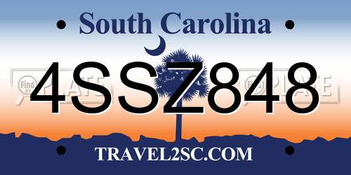 4SSZ848 South Carolina License Plate