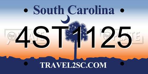 4ST1125 South Carolina License Plate