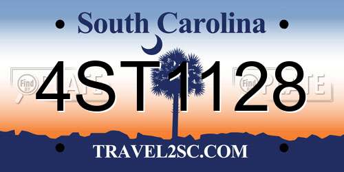 4ST1128 South Carolina License Plate