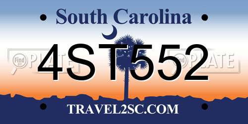 4ST552 South Carolina License Plate