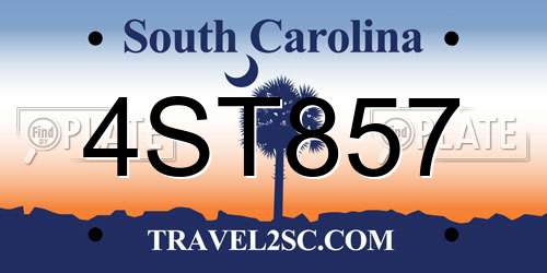 4ST857 South Carolina License Plate