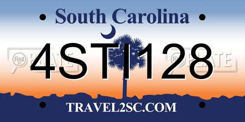 4STI128 South Carolina License Plate