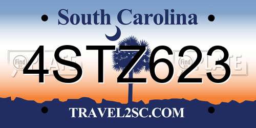 4STZ623 South Carolina License Plate