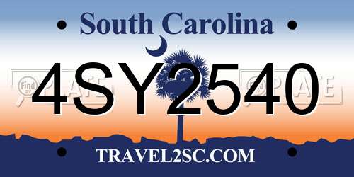 4SY2540 South Carolina License Plate