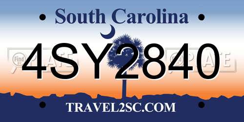 4SY2840 South Carolina License Plate