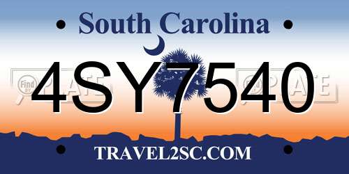 4SY7540 South Carolina License Plate